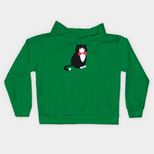 Tuxedo Cat with a Smart Bow Tie Kids Hoodie